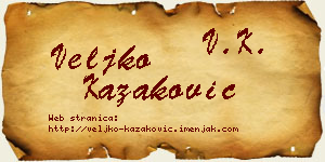 Veljko Kazaković vizit kartica